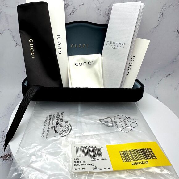 Gucci Black Square Gold GG Logo Made In Italy Authentic Men's Sunglasses - Picture 4 of 16